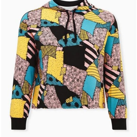 (Retired) Disney The Nightmare Before Christmas Sally Patchwork Crop Hoodie - Picture 5 of 8